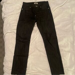 Acne Studios Black Raw Denim Jeans Sim Fit, Unhemmed, 30/31.5